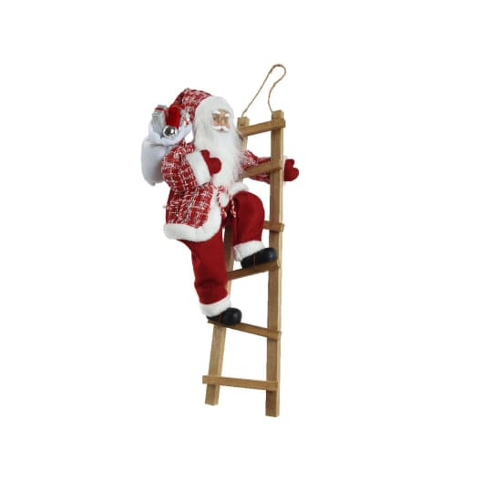 Gran Papá Noel Subido a una Escalera con Bolsa de Regalos