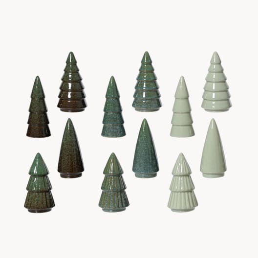 Árbol Decorativo de Porcelana de Diseño Cónico verde/blanco