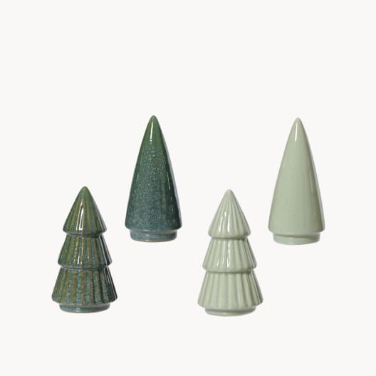 Árbol Decorativo de Porcelana de Diseño Cónico verde/blanco