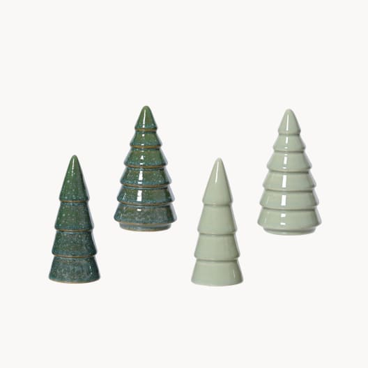 Árbol Decorativo de Porcelana de Diseño Cónico verde/blanco