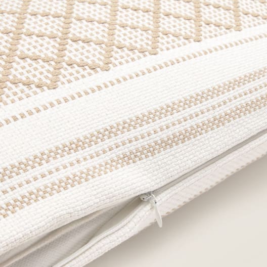 Funda de cojín tejido rombos con borlas Diami