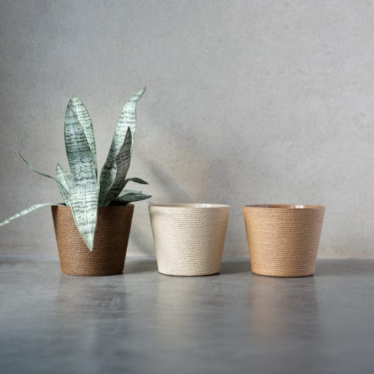 Maceta de Interior J-line Mimbre marrón natural