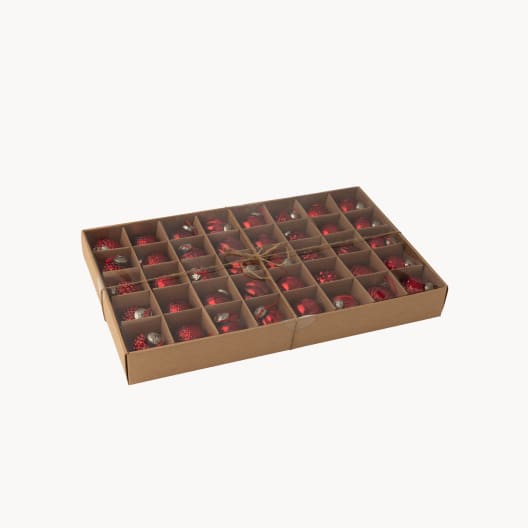 Caja Bolas de Navidad Rojas de Cristal D6 (6 cm)