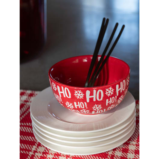 Cuenco de Abeto "Ho Ho" Rojo Surtido D15.5x7.5 cm
