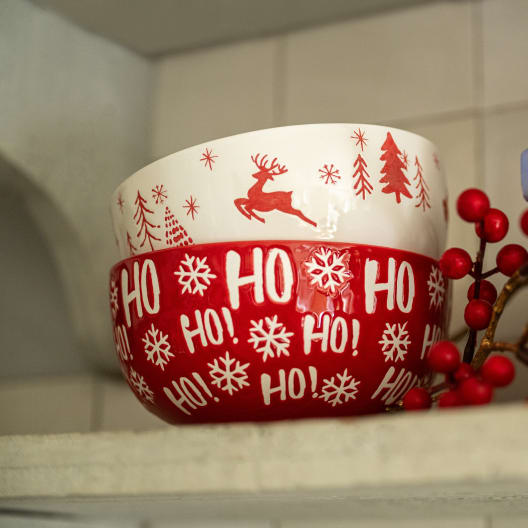 Cuenco de Abeto "Ho Ho" Rojo Surtido D15.5x7.5 cm