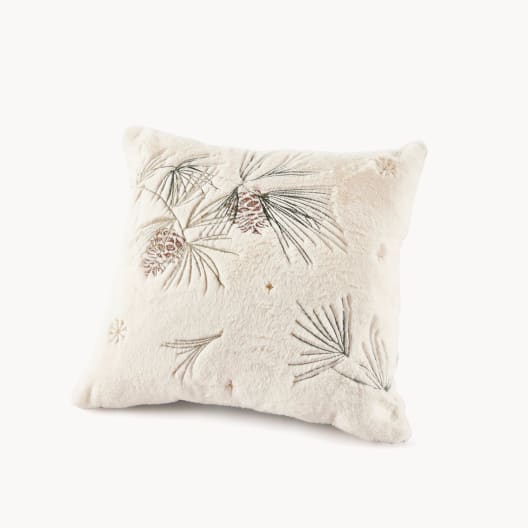 Cojín marfil Decorativo Suave con Bordado de Piñas