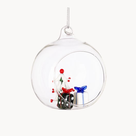 Bola de Navidad Abierta Abeto y Regalos de Cristal de 80 cm