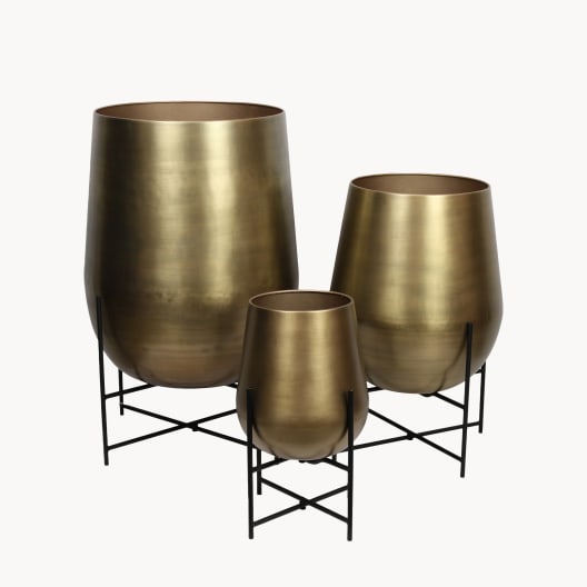 Cubre Macetas con Patas de Latón Metalizado D49x75 cm
