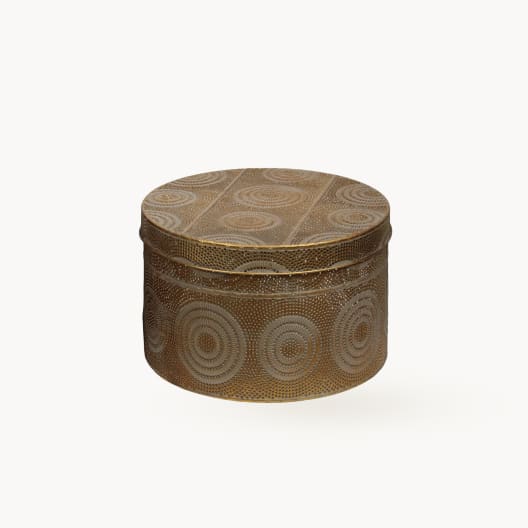 Caja Círculos Dorada Metal Set de 2 Diámetro 34x20 cm