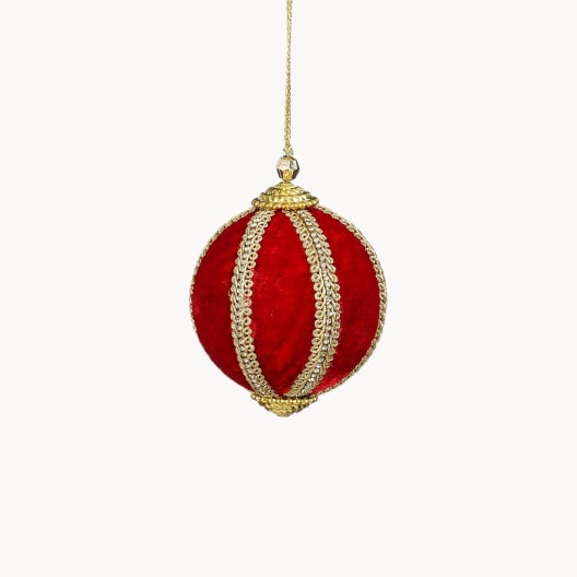 Bola de Navidad Colgante de Terciopelo Surtido (Verde/Rojo) Ø8cm