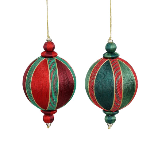 Adorno de Navidad verde y rojo de plástico reciclado Ø10 cm