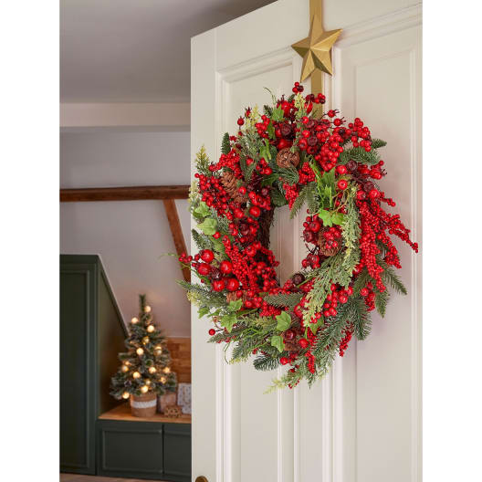 Corona artificial de Navidad Norah roja con bayas Ø 50 cm