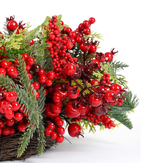 Corona artificial de Navidad Norah roja con bayas Ø 50 cm