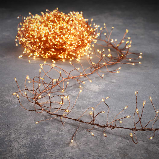 Luces de Navidad Cluster cobre blanco frío 1440 luces (19 m)