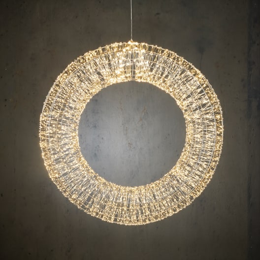 Corona LED plata blanco frío Ø80 cm (6000 luces)