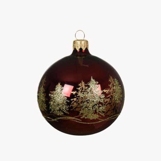 Colgante de Bola Roja para Árbol de Navidad, Cristal y Dorado, 8 cm de Diámetro