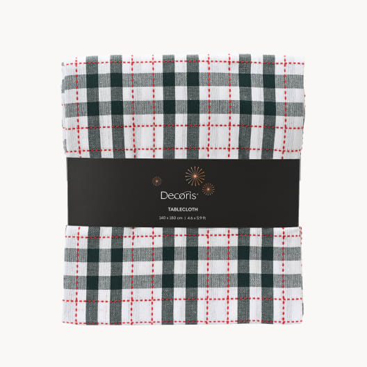 Mantel de cuadros blanco y verde 140x180 cm
