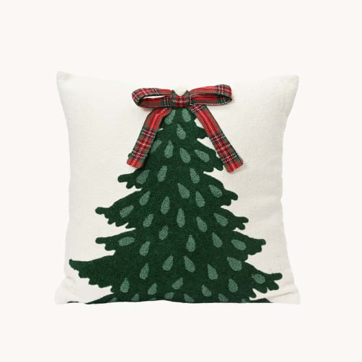 Cojín Abeto con Lazo Rojo/Blanco 45x45 cm