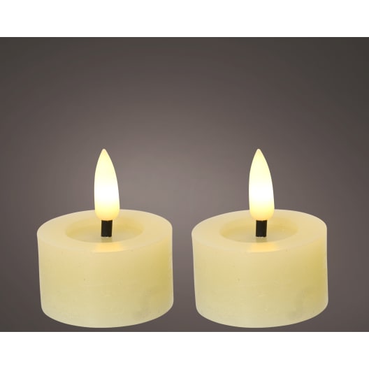 Set 2 velas LED crema blancas cálidas Ø4,4 cm