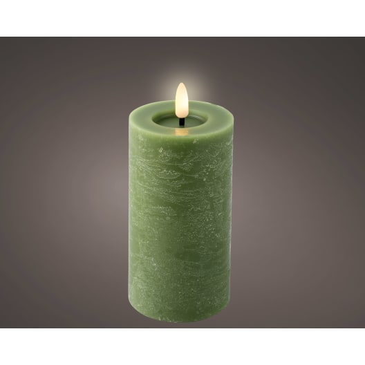 Vela LED verde blanca cálida 15 cm