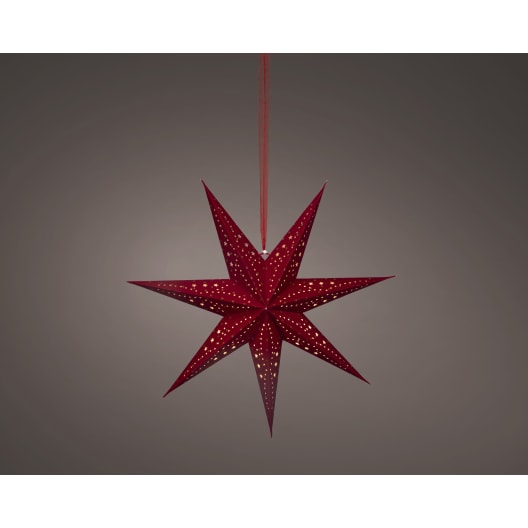 Estrella de papel LED roja 58 cm