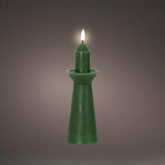 Candelabro LED verde blanco cálido 23 cm