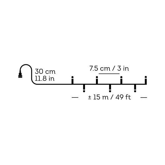 Guirnalda LED recargable blanco cálido 200 luces (cable negro de 15 m)