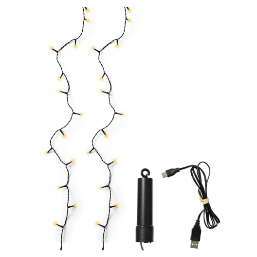 Guirnalda LED recargable tono cálido 200 luces (cable negro de 15 m)