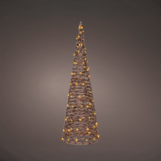 Árbol LED de mimbre marrón blanco cálido 60 cm