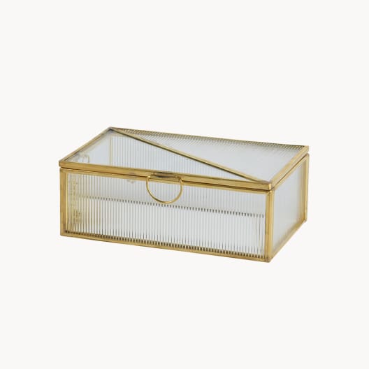 Caja de Cristal con Borde Dorado 15 x 10,5 cm