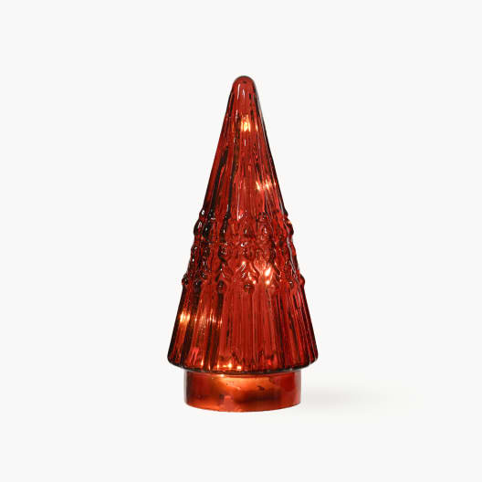 Árbol de Navidad de Cristal con Luz (Rojo/Dorado), Surtido 3.