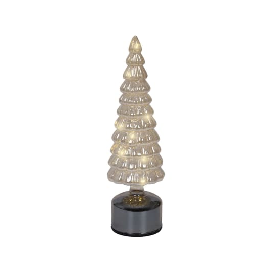 Abeto de cristal ámbar con micro LED blanco cálido Ø10×34 cm