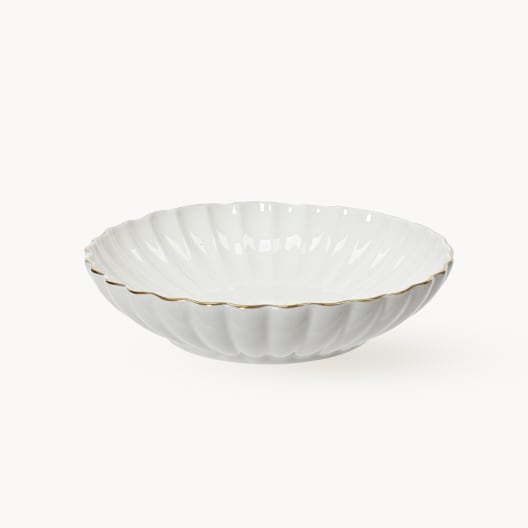 Bol Ondas Blanco con Borde Dorado - Diámetro 20 cm