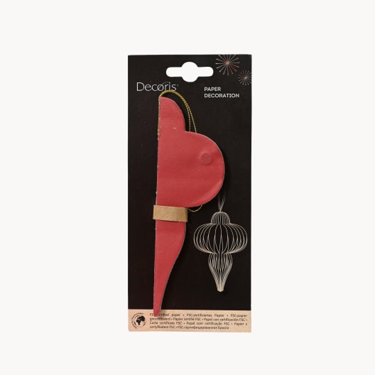 Colgante Origami Figura de Papel con Purpurina Roja Ø9 cm