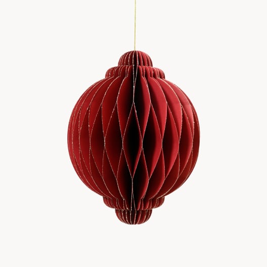 Colgante Figura Origami de Papel Rojo con Glitter Ø30 cm