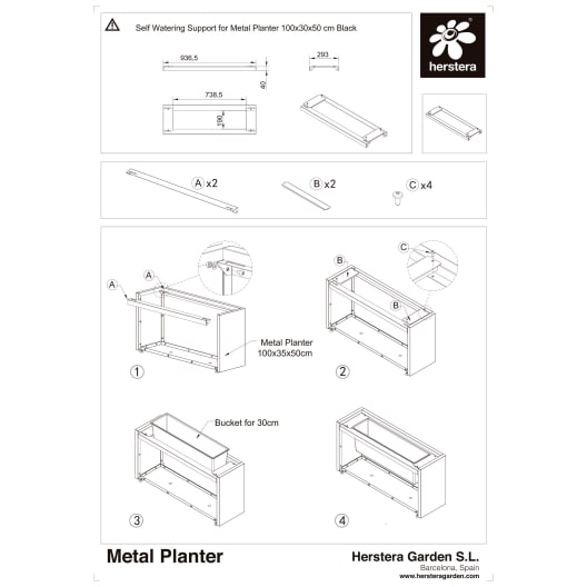 Herstera Metal Planter - Autorriego (bandeja)