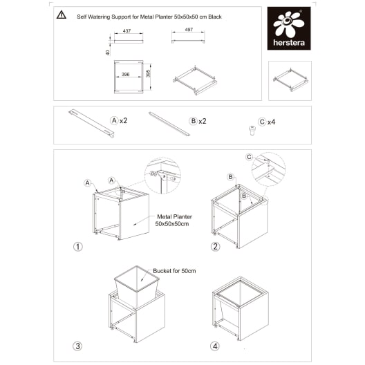 Herstera Metal Planter - Autorriego (bandeja)