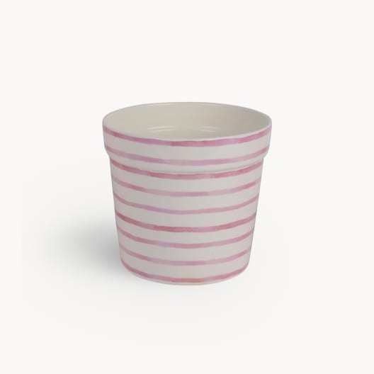 Maceta de Interior Decoris Flores y líneas blanco/lila