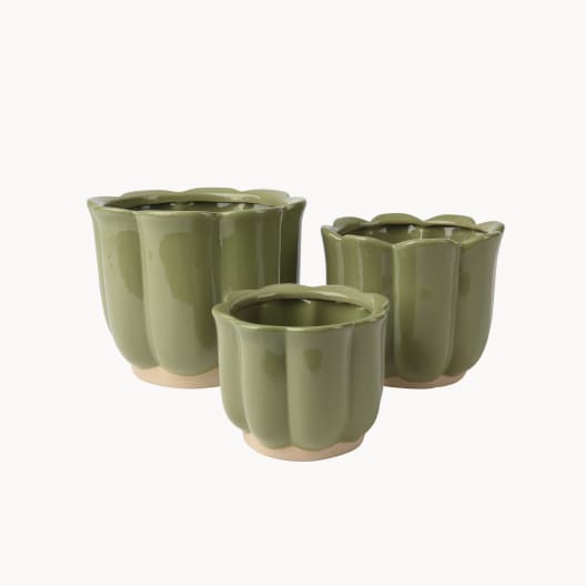 Maceta de Interior Decoris Flor Brillo verde