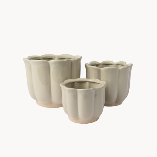 Maceta de Interior Decoris Flor Brillo crema