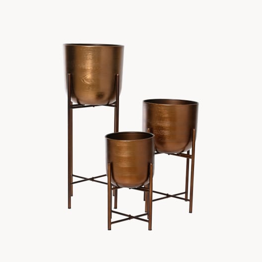 Maceta de Interior Decoris Antonio bronce con soporte