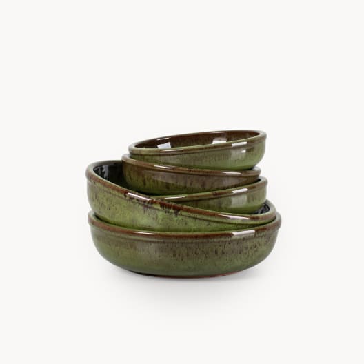 Plato para Kokedama terracota verde