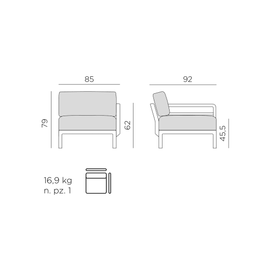 Módulo esquina para sofá de exterior Nardi MAXIMO esquinero terra/canela