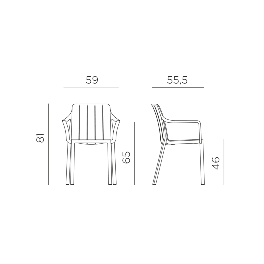 Silla de jardín Nardi TIBERINA antracita con brazos