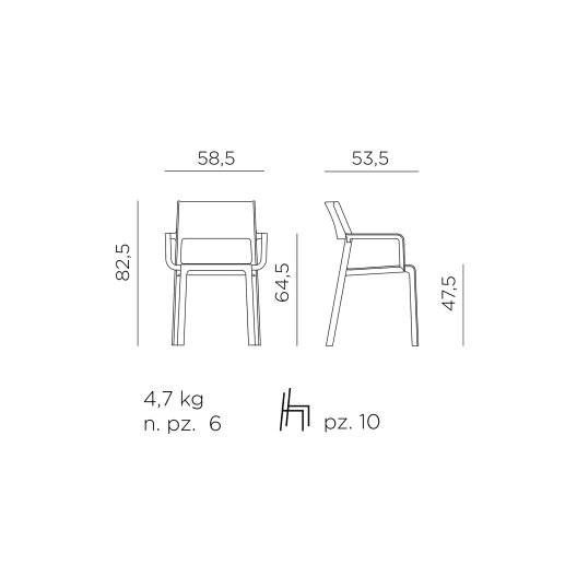 Silla de jardín Nardi TRILL antracita con brazos