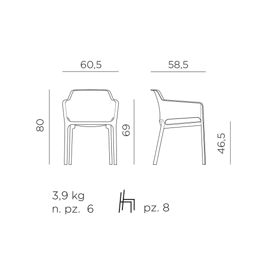 Silla de jardín Nardi NET antracita