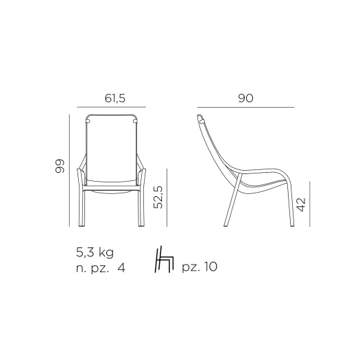 Sillón butaca de jardín Nardi NET LOUNGE corallo