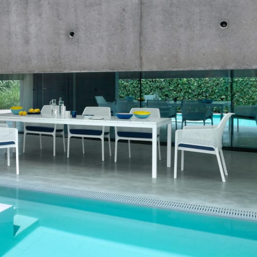 Mesa de comedor exterior Nardi RIO blanca extensible