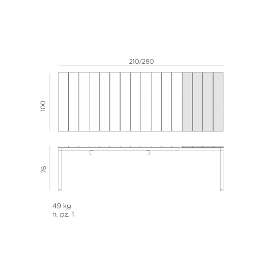 Mesa de comedor exterior Nardi TEVERE antracita extensible
