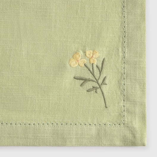 Pack de 2 servilletas de algodón efecto lino con flor bordada Florgu